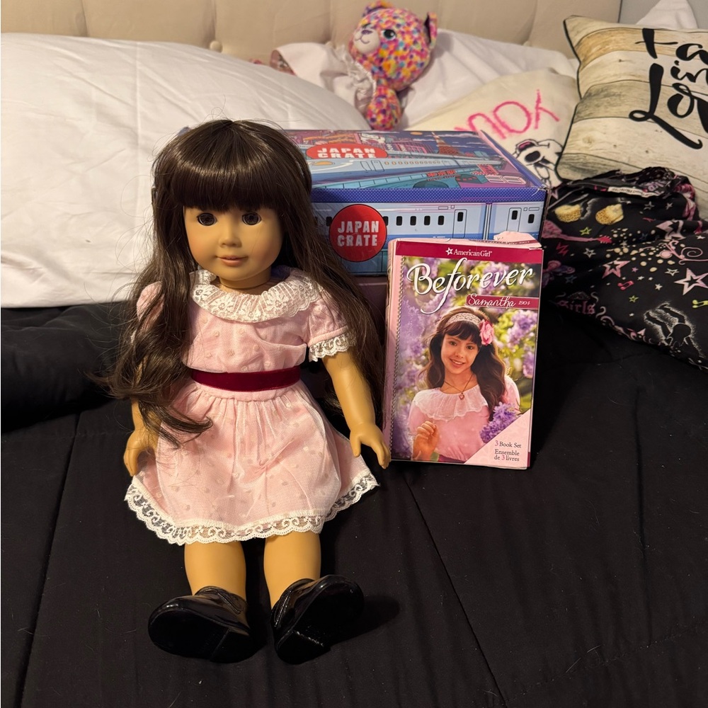 American Girl Doll Samantha in Pink Dress with White Lace